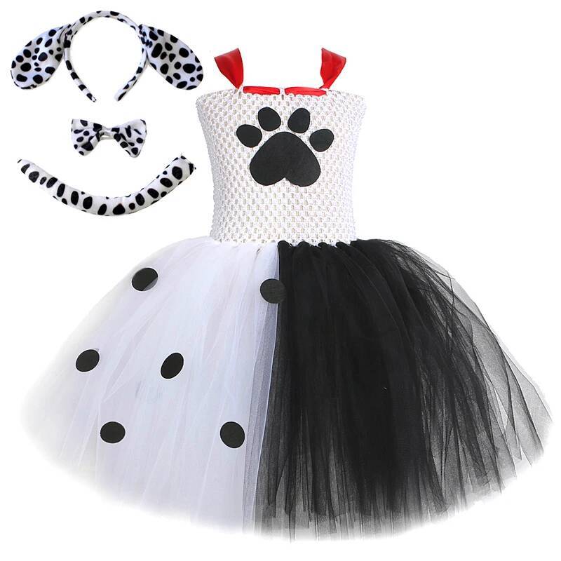 Baby Products Set - Dalmatiner-Hunde-Tutu-Kleid für Babymädchen Weiß-Schwarz Geflecktes Hundekostüm