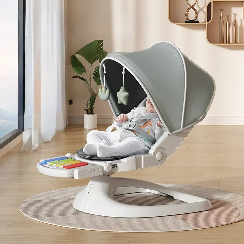 Baby Swing Bouncer - Elektrischer Schaukelstuhl mit Klaviertasten für Babys,